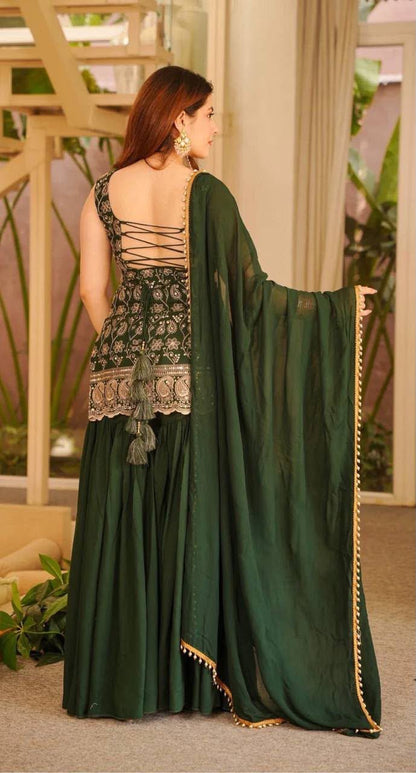 Sharara plazzo and Dupatta
(MD-3093) Green