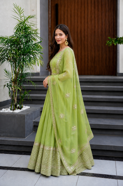 Pista Noor Embroidered Anarkali Set
