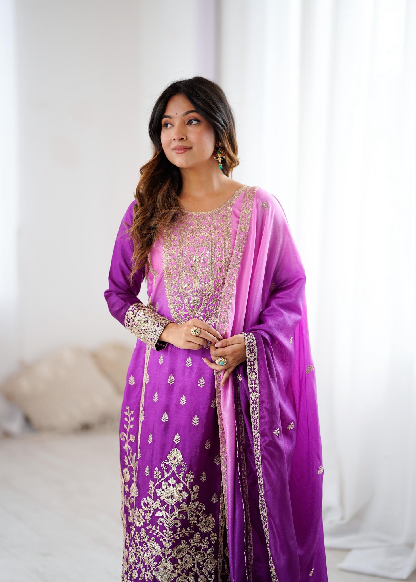 The Royal Ombre Silk Set:-Purple (1621)