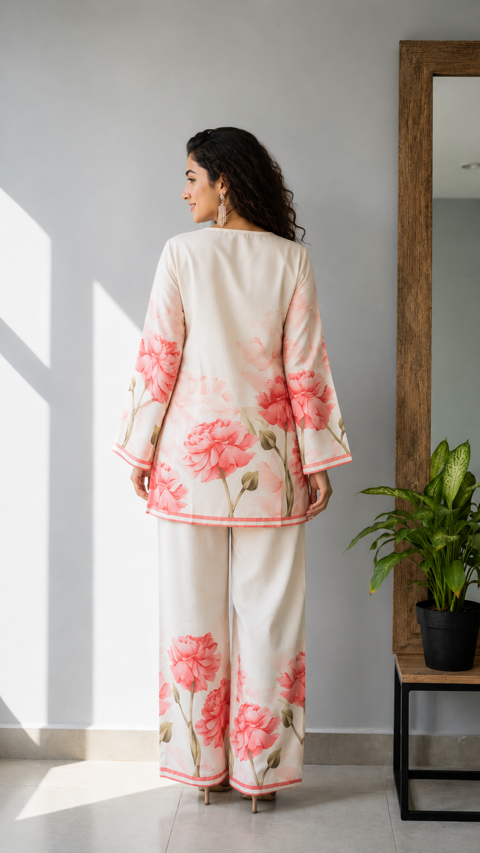 Blush Flora Imported Rayon Co-ord Set