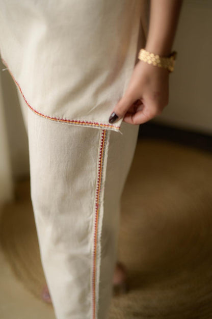 Ivory Gulmohar Cotton Embroidered Co-ord Set