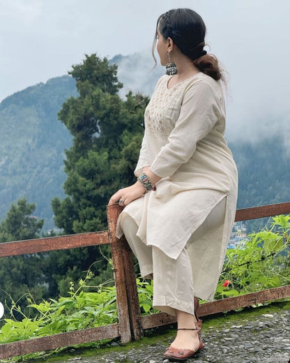 Ivory Mountain Breeze Cotton Kurta Set