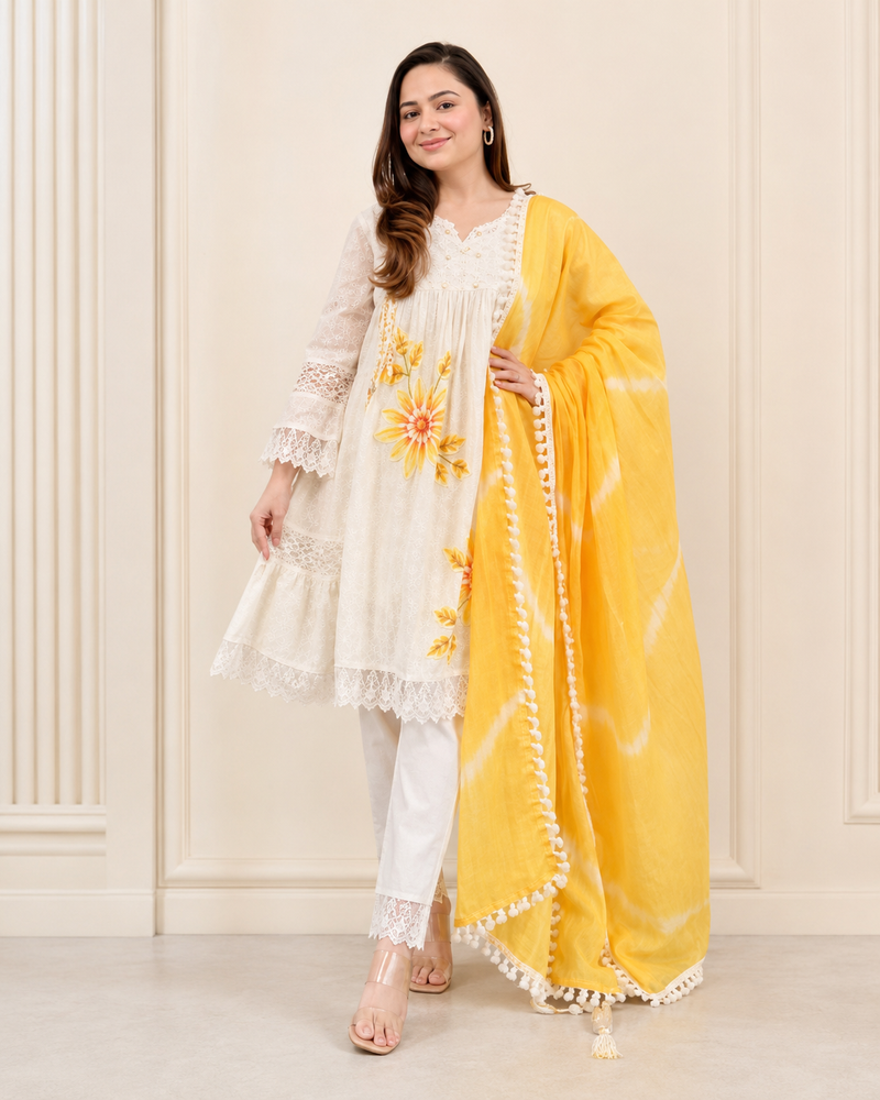 Sunshine Bloom Lace Suit Set