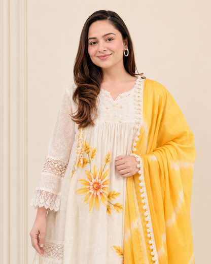 Sunshine Bloom Lace Suit Set