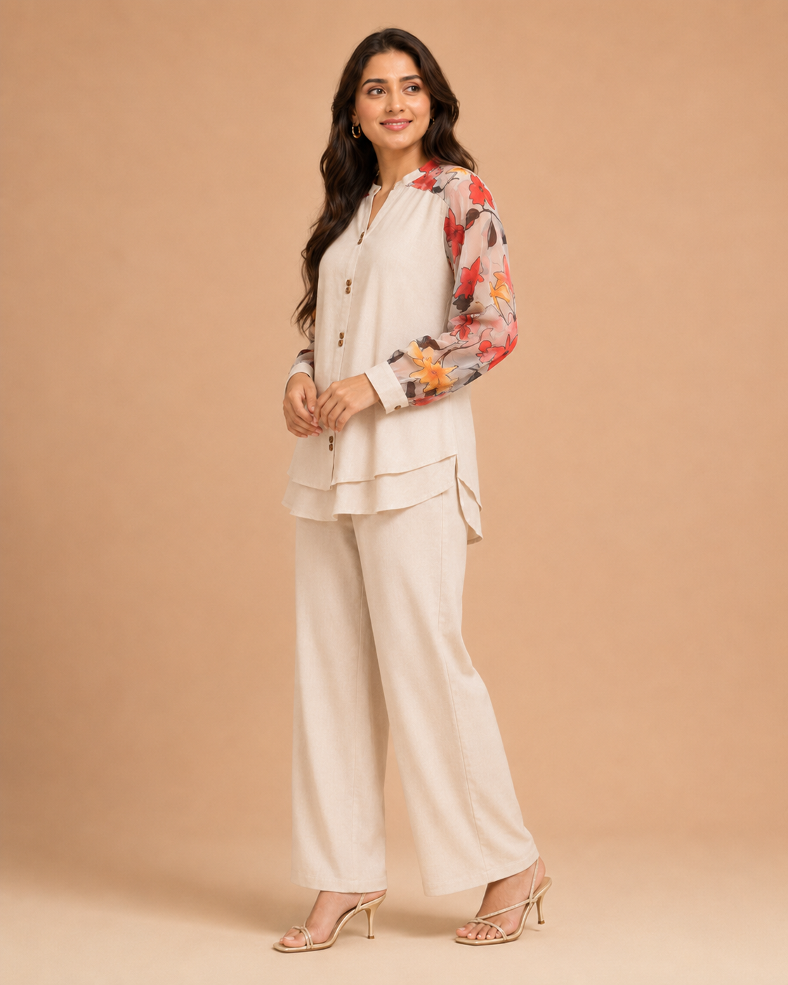 Ivory Floral Sleeve Co-ord Set