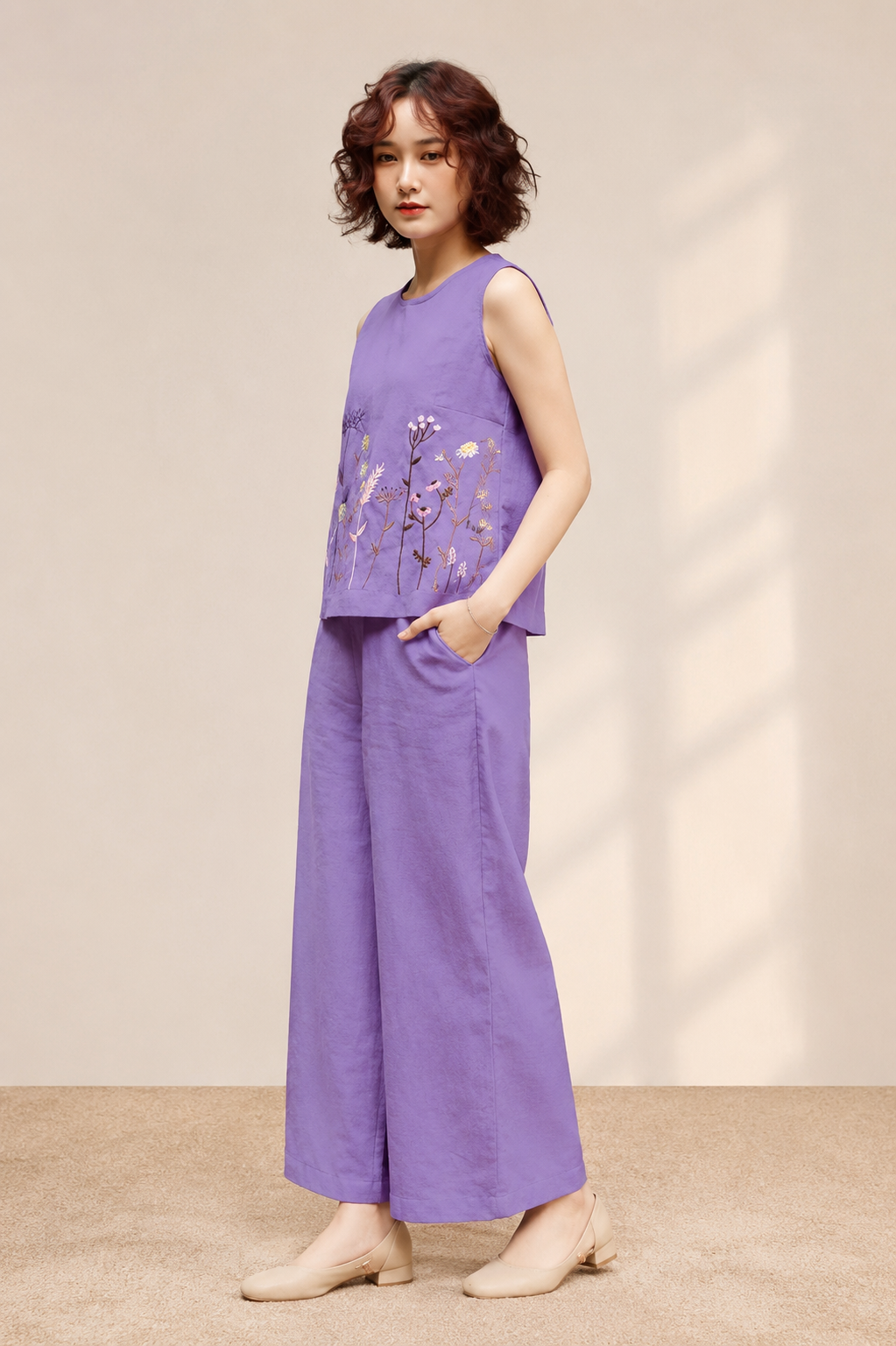 Lavender Bloom Embroidered Co-ord Set