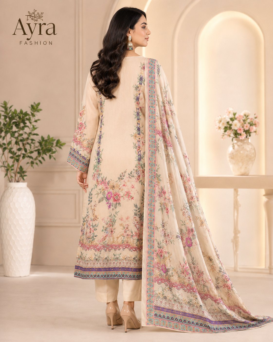 Ayra Lilac Pure Silk Floral Suit Set