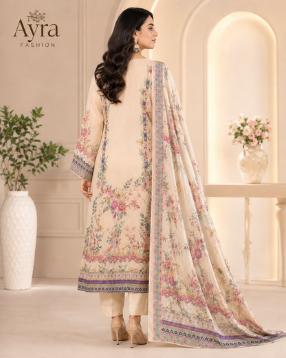 Ayra Lilac Pure Silk Floral Suit Set