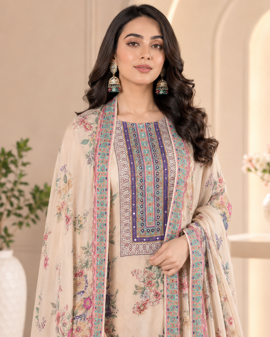 Ayra Lilac Pure Silk Floral Suit Set