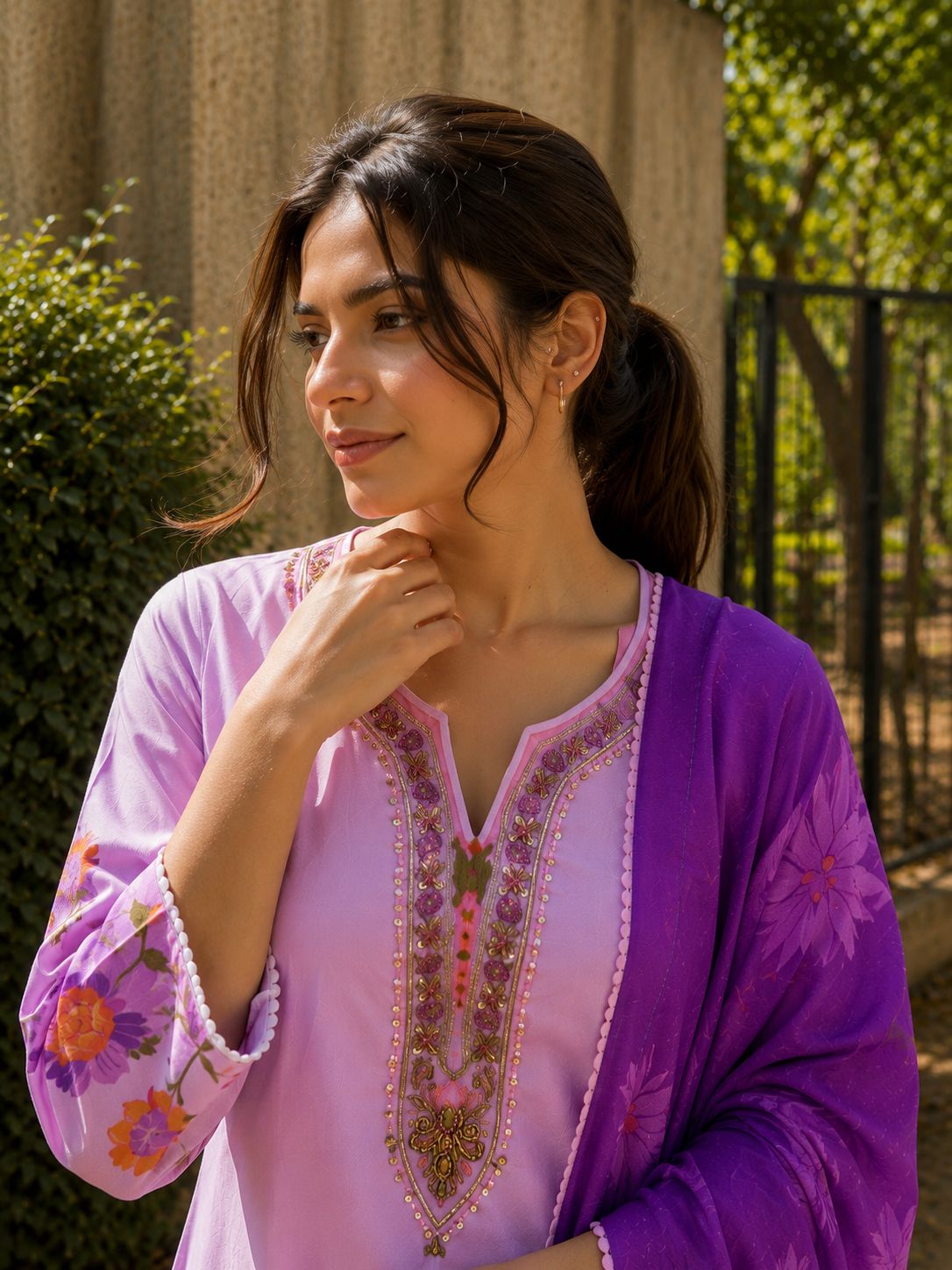 Rose Lavender Soft Silk Kurta Set