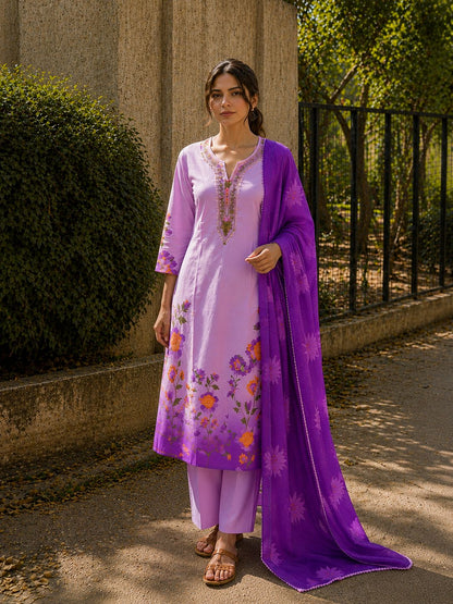 Rose Lavender Soft Silk Kurta Set