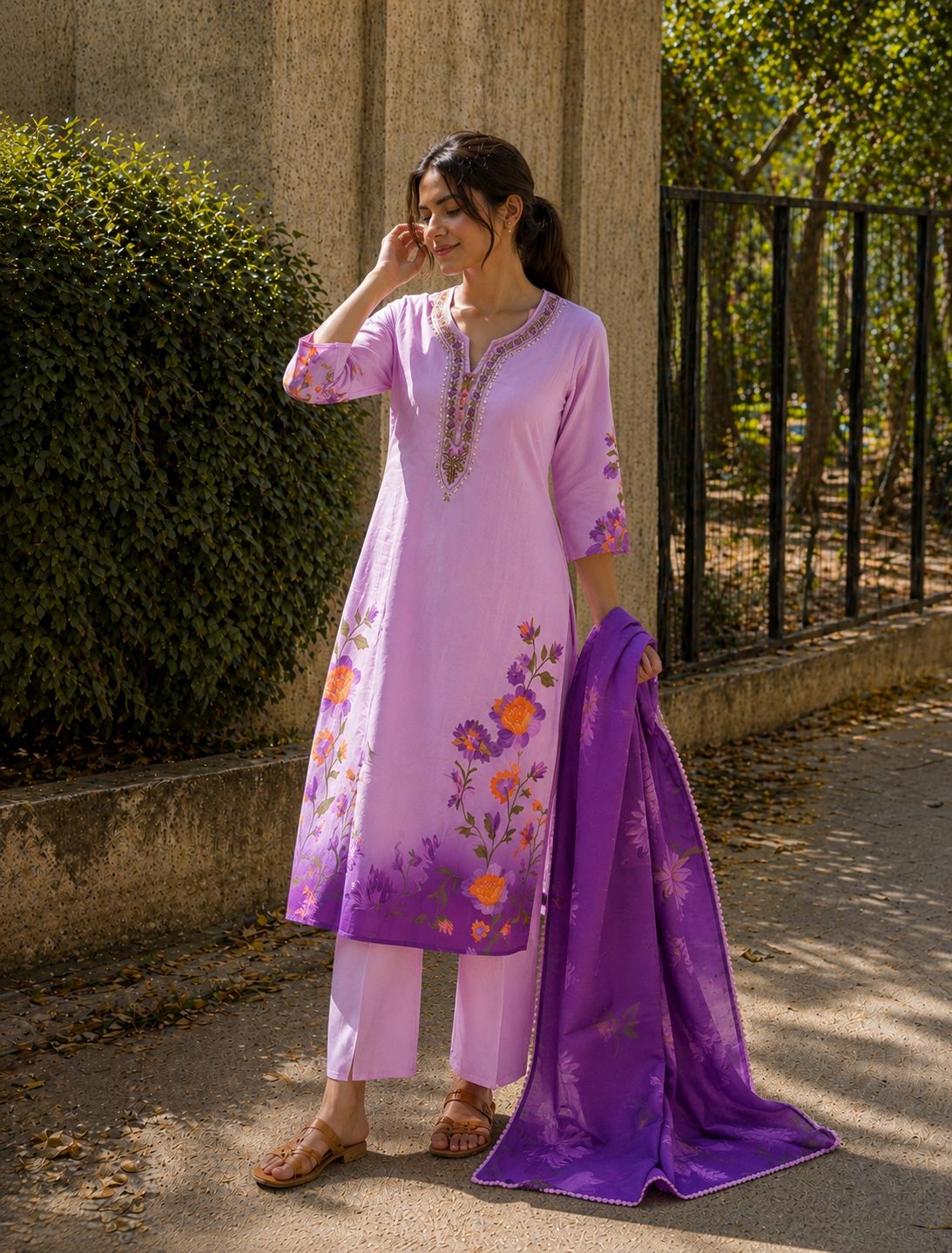 Rose Lavender Soft Silk Kurta Set