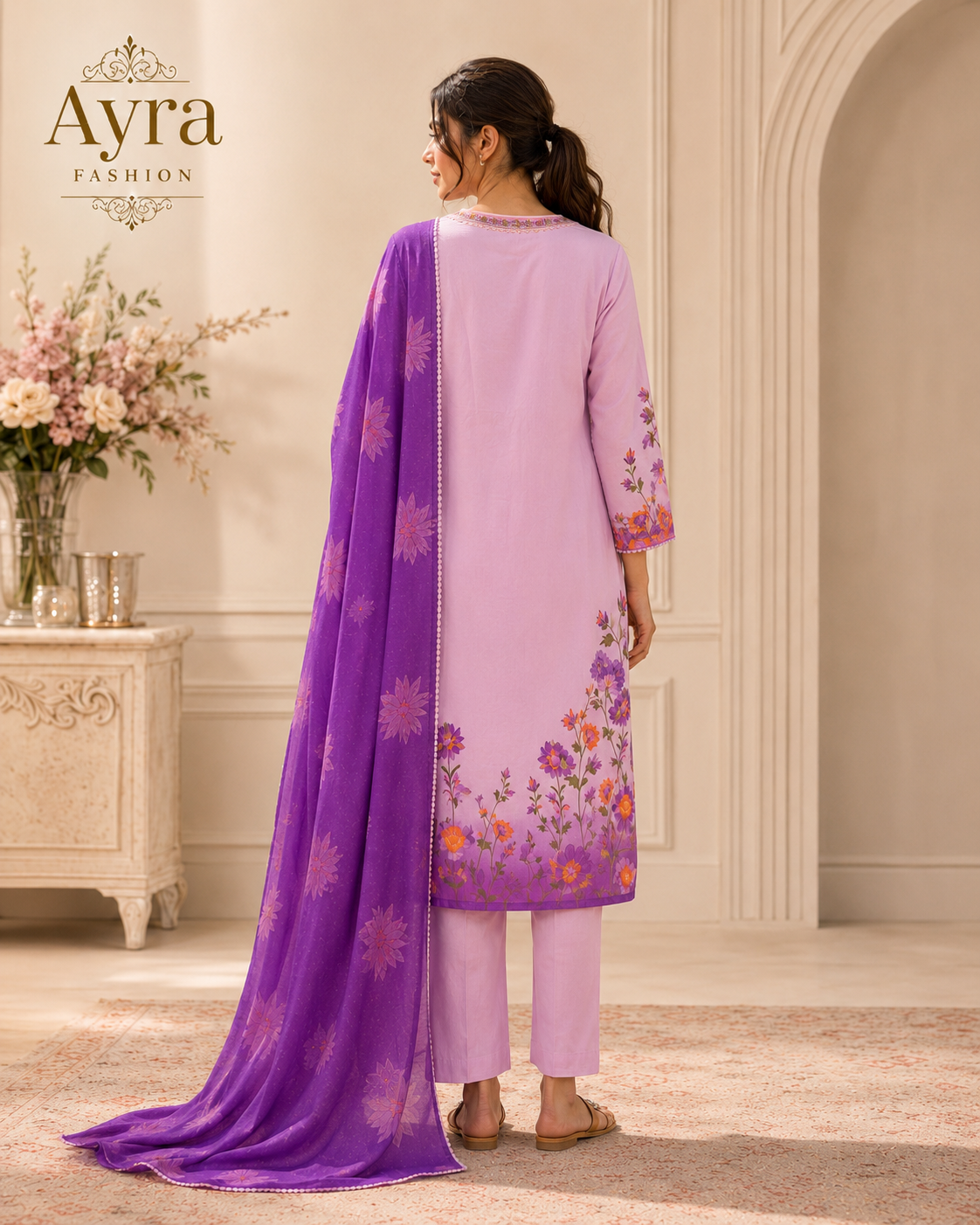 Rose Lavender Soft Silk Kurta Set