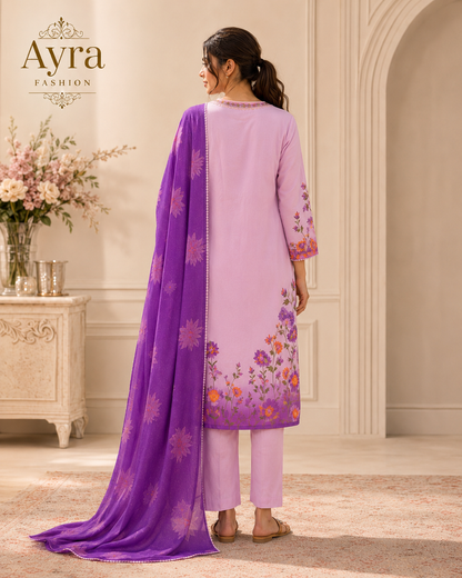 Rose Lavender Soft Silk Kurta Set