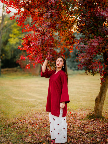 Hania Aamir’s Red Hearts Pure Cotton Co-ord Set