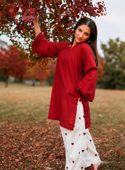 Hania Aamir’s Red Hearts Pure Cotton Co-ord Set