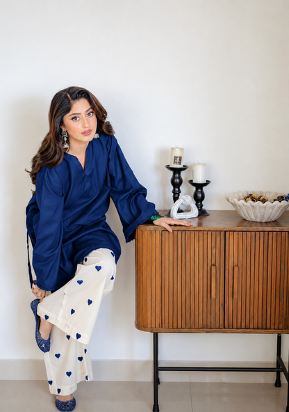 Hania Aamir’s Blue Heart Pure Cotton Co-ord Set