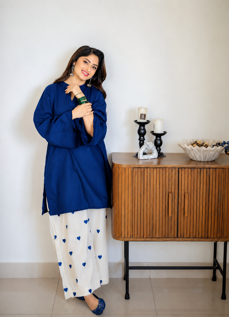 Hania Aamir’s Blue Heart Pure Cotton Co-ord Set
