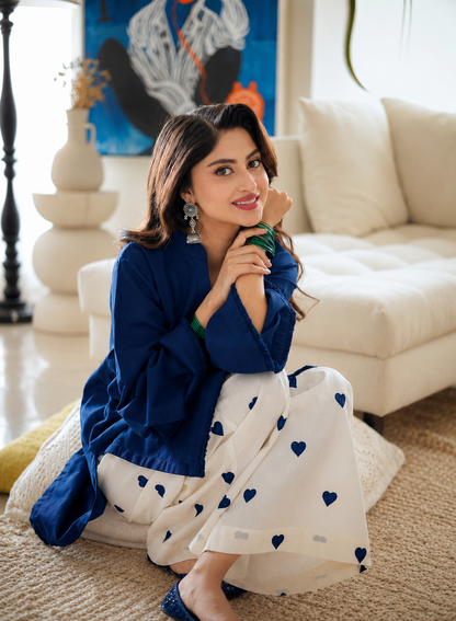 Hania Aamir’s Blue Heart Pure Cotton Co-ord Set