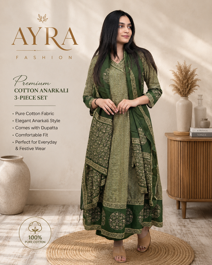 Emerald Grace Printed Anarkali Set