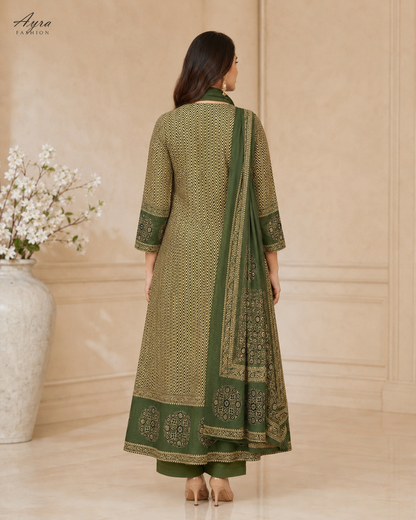 Emerald Grace Printed Anarkali Set