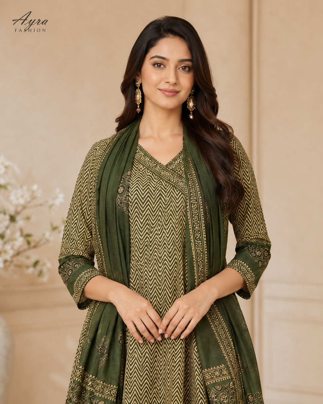 Emerald Grace Printed Anarkali Set
