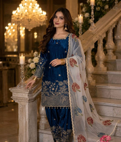 New Fendi Silk Top & Farshi Palazzo With Dupatta set-(PD1154)