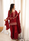 Ayra Zarmina Embroidered Maroon Kurta Set-(NKB-79)