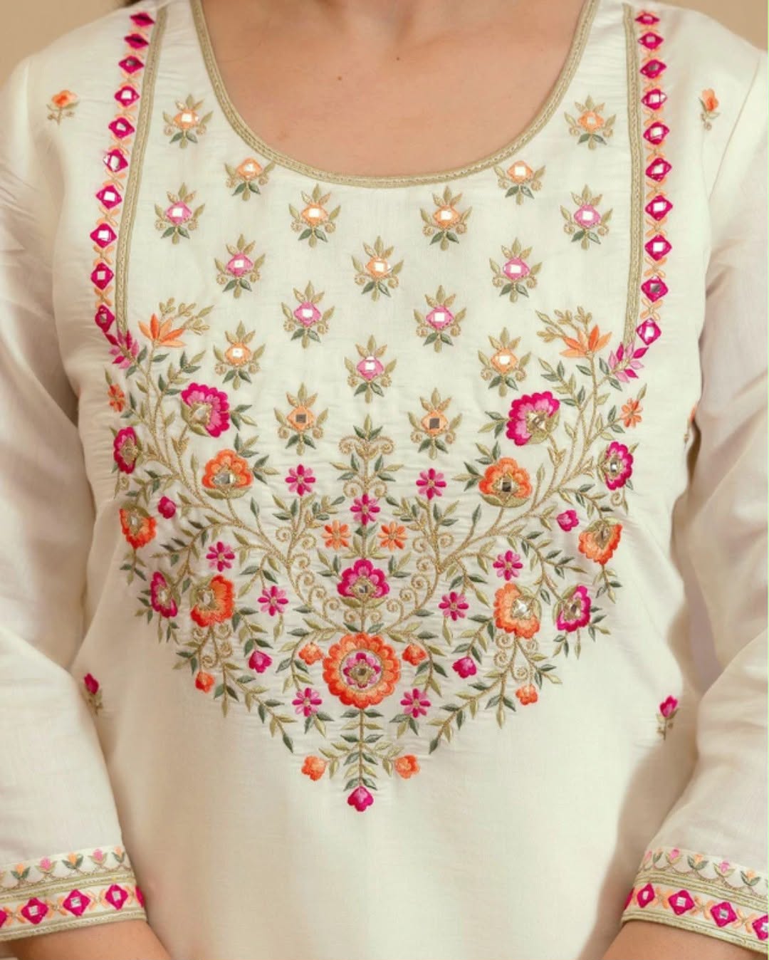 WOMEN'S PURE VISCOSE CHANDERI KURTA SET'S -(SONALI)