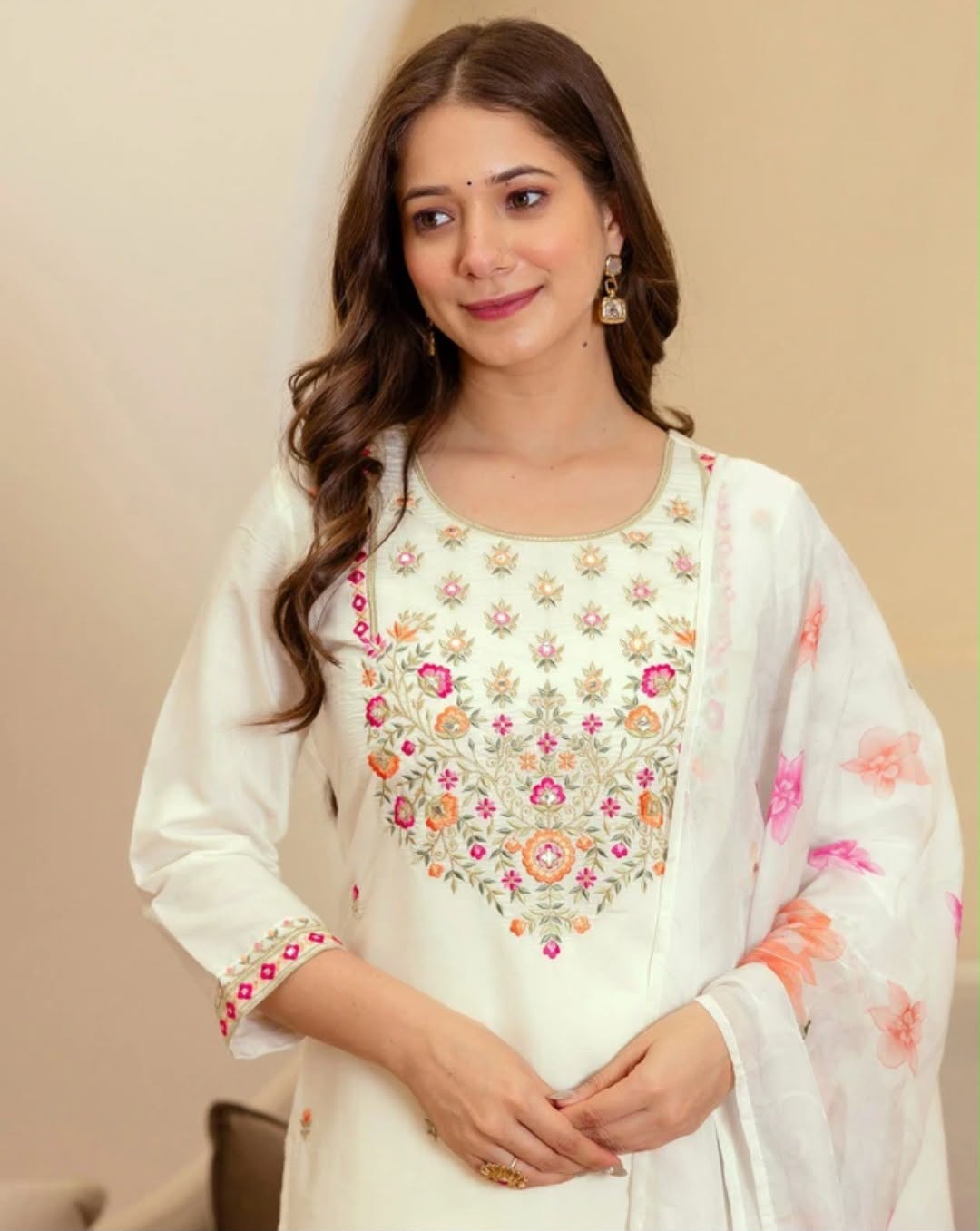WOMEN'S PURE VISCOSE CHANDERI KURTA SET'S -(SONALI)