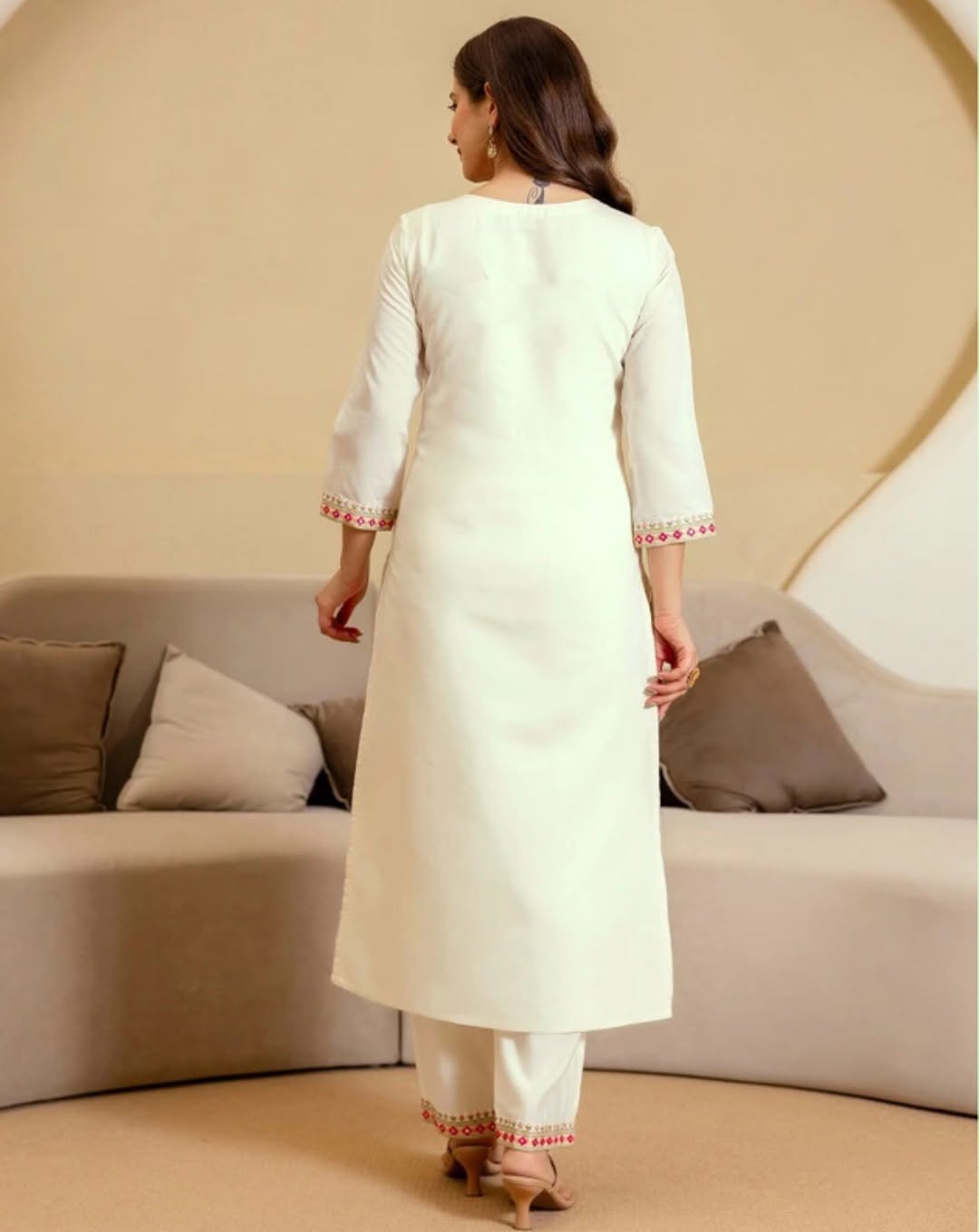 WOMEN'S PURE VISCOSE CHANDERI KURTA SET'S -(SONALI)