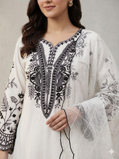 The Ivory & Onyx Palazzo Set:White-(2101)