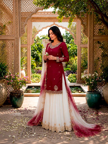 Noor-e-Gul Red Sharara Set (1041)