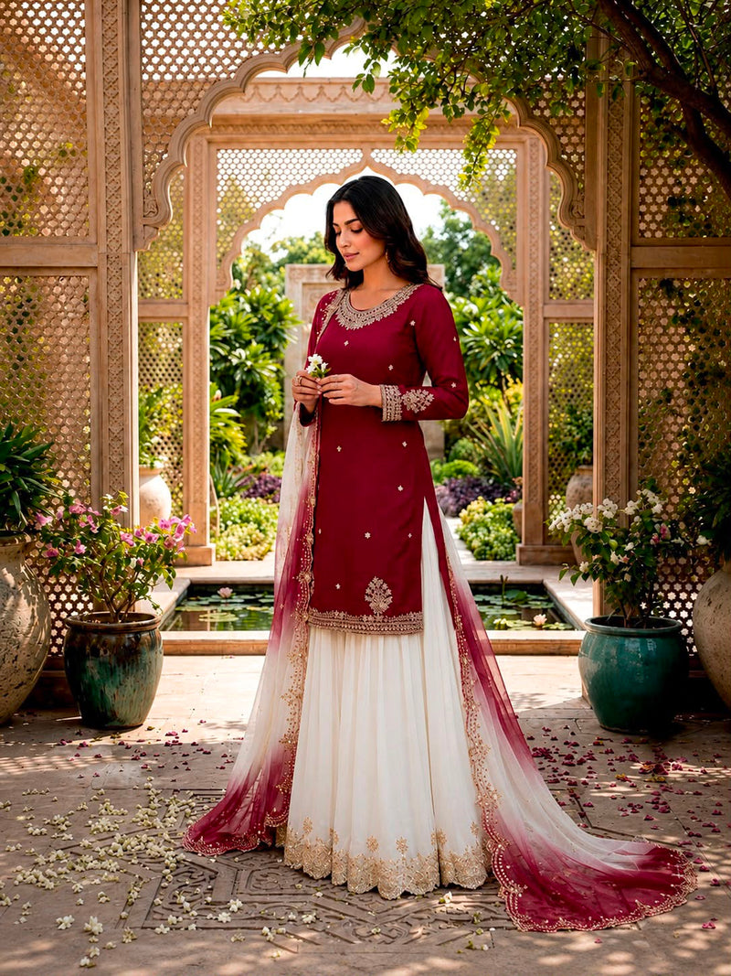 Noor-e-Gul Red Sharara Set (1041)