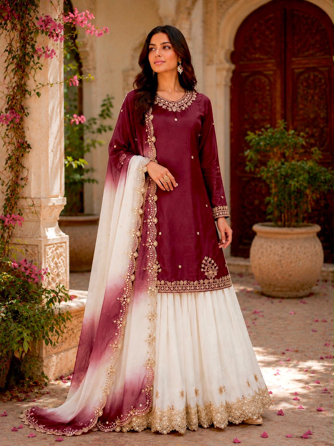 Noor-e-Gul Red Sharara Set (1041)