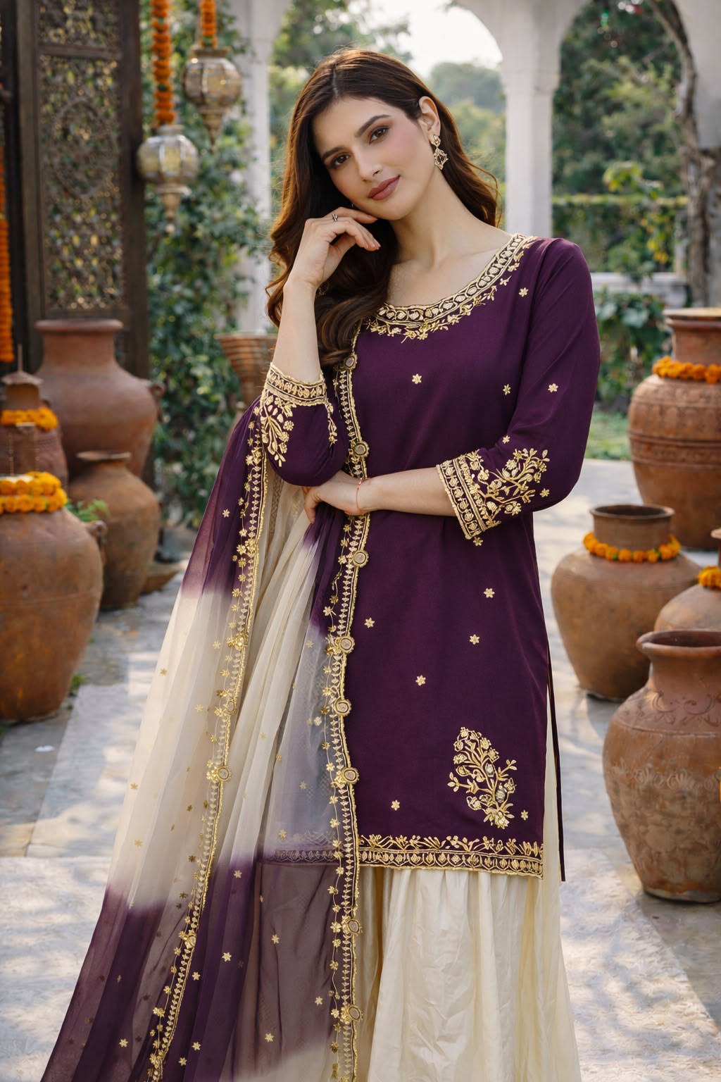 Noor-e-Jamuni Festive Srara Set- (1041)