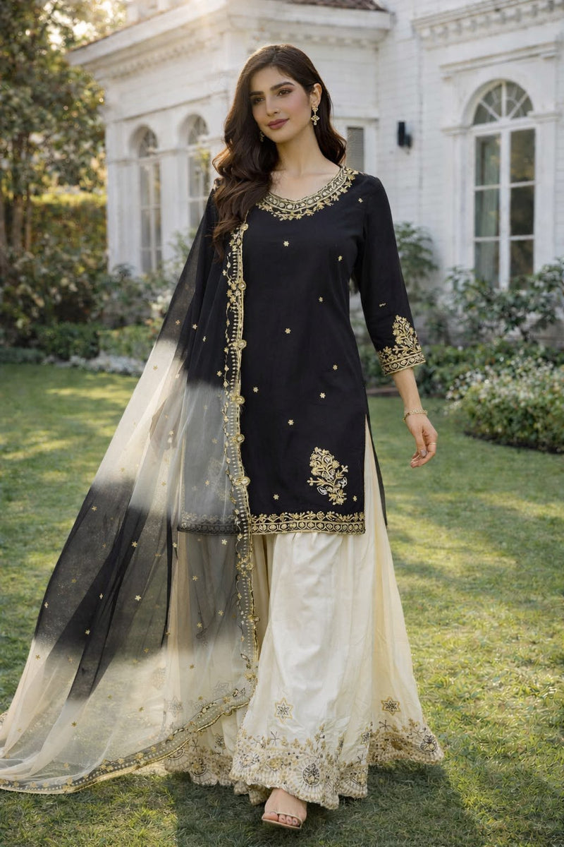 Royal Black Srara Festive Set (1041)
