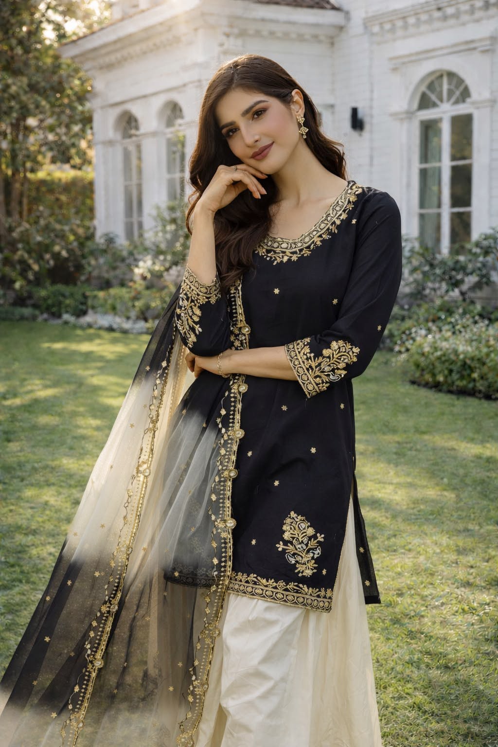 Royal Black Srara Festive Set (1041)