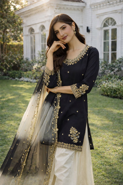 Royal Black Srara Festive Set (1041)