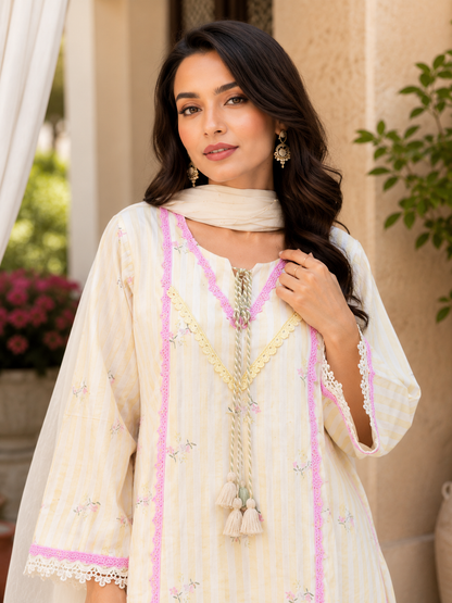 Lemon Blossom Grace Kurta Set-(5356)