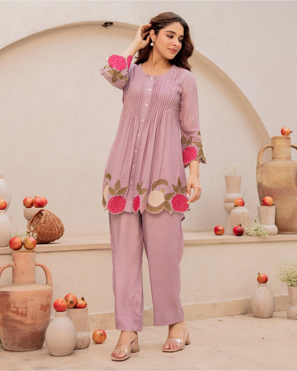 Mauve Rosé Embroidered Co-ord Set