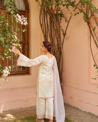 Ivory Noor Premium BulBul  Embroidered Suit Set