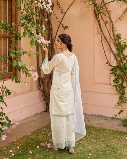 Ivory Aqua Noor Premium BulBul Suit Set