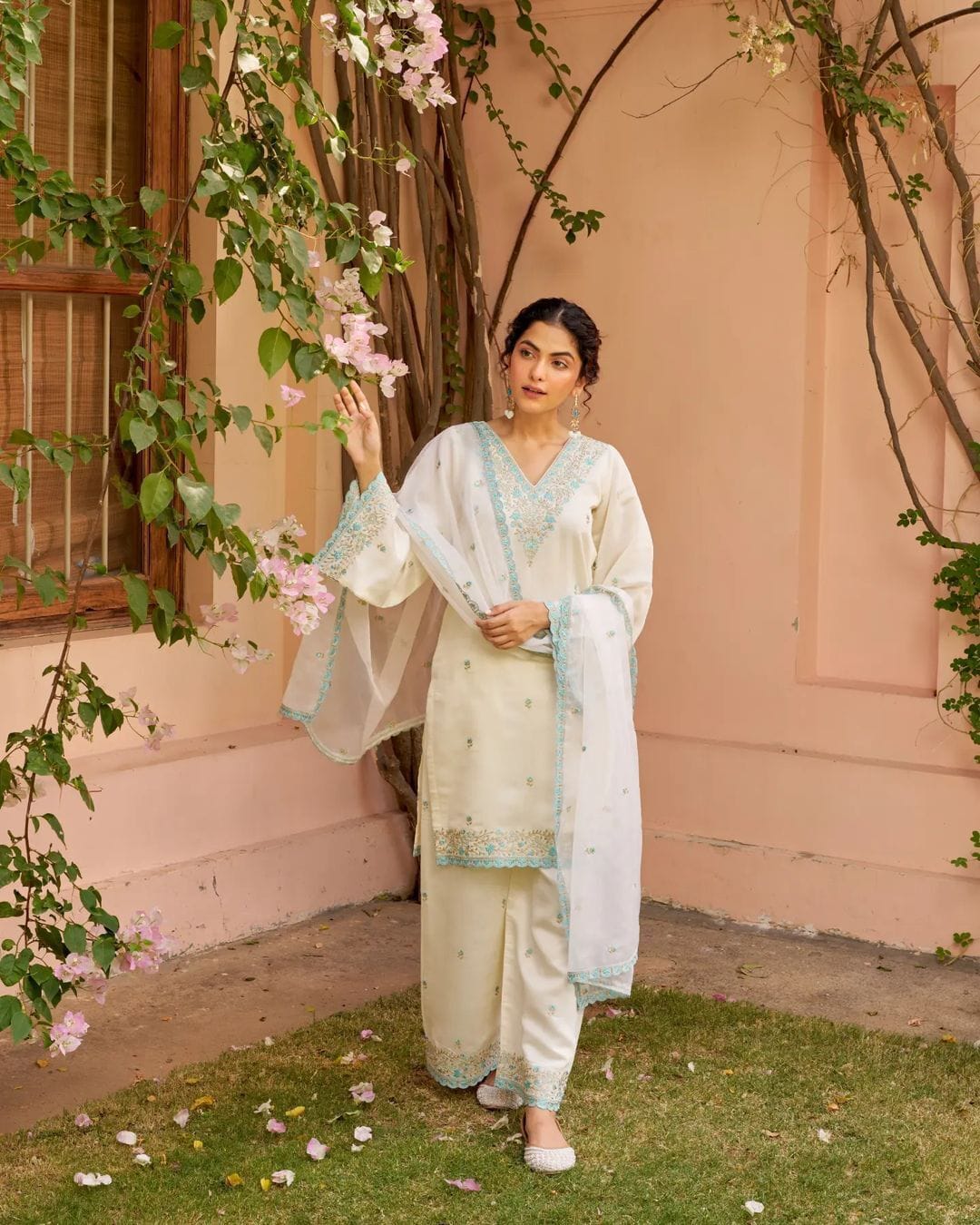 Ivory Aqua Noor Premium BulBul Suit Set