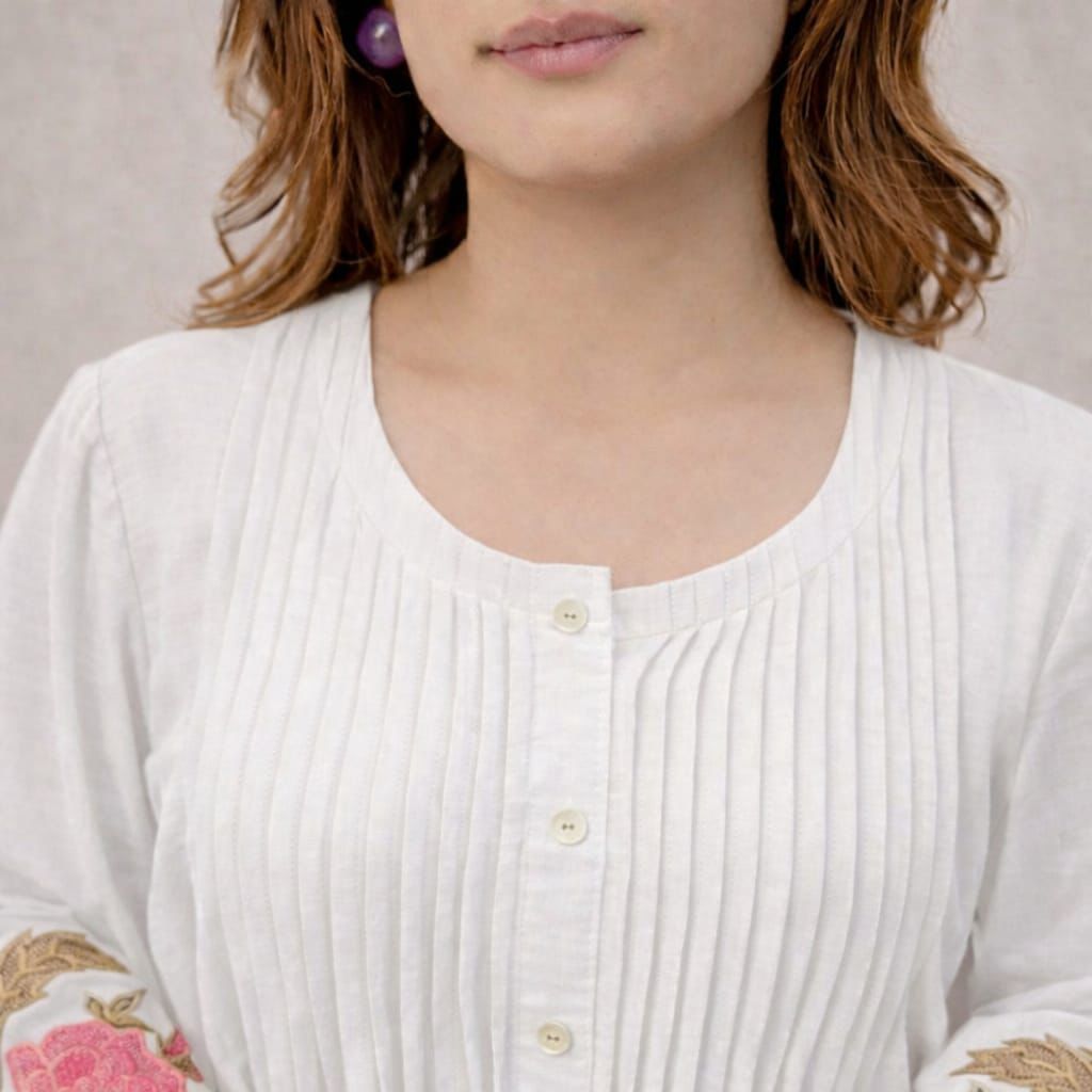 Ivory Rosé Cotton Embroidered Co-ord Set