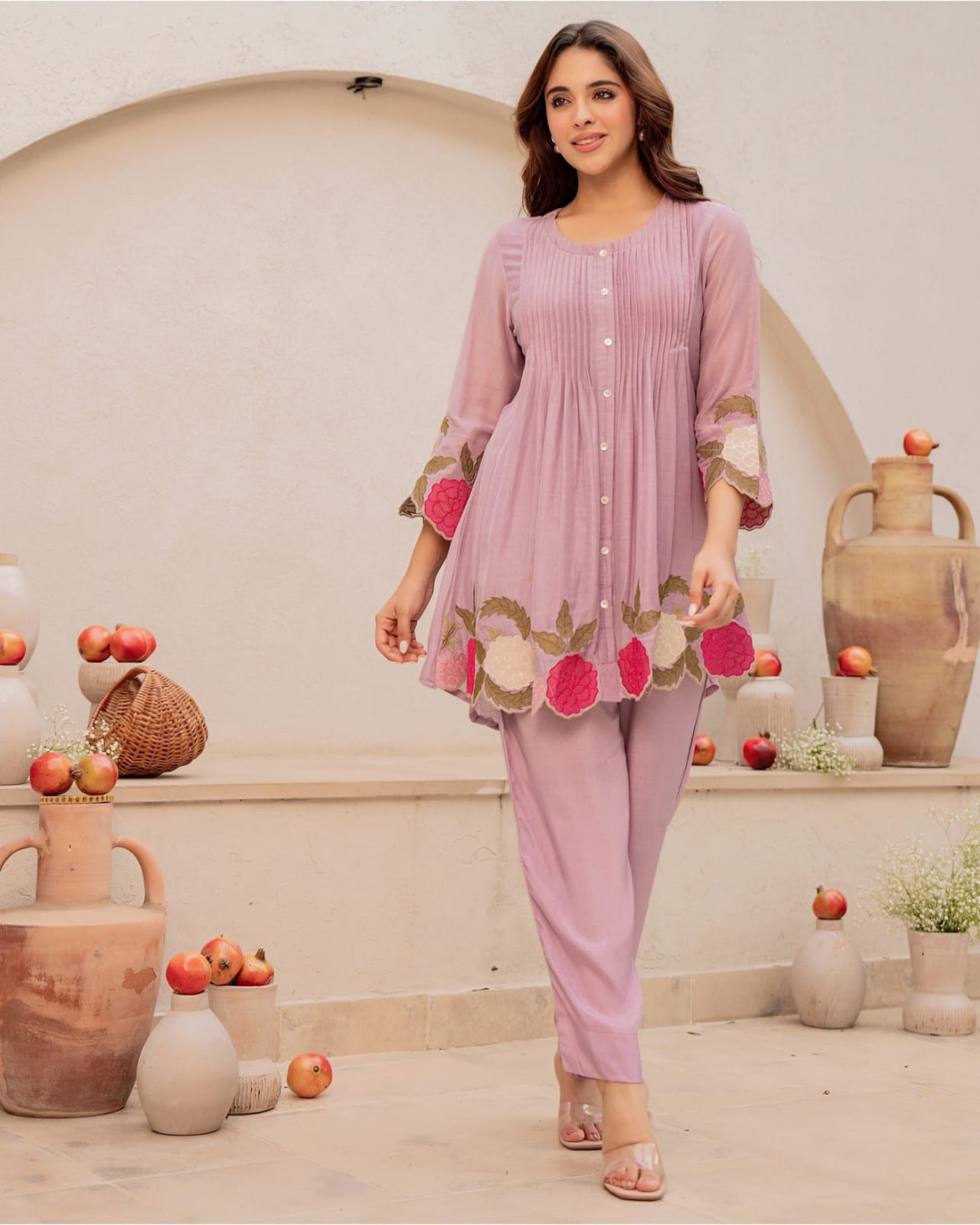 Mauve Rosé Embroidered Co-ord Set