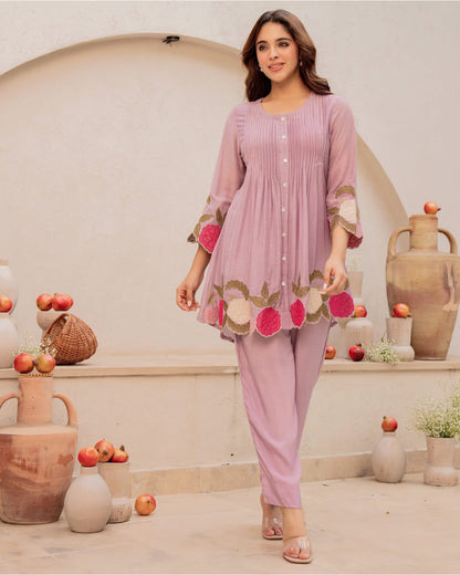 Mauve Rosé Embroidered Co-ord Set