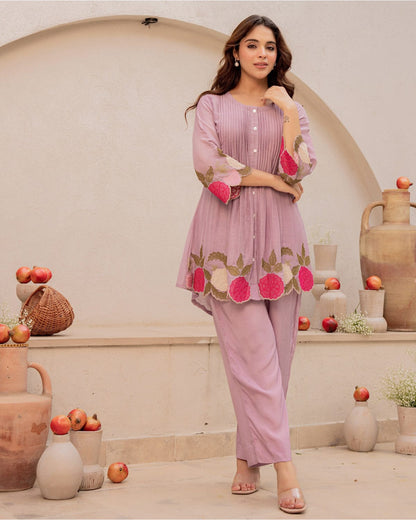 Mauve Rosé Embroidered Co-ord Set